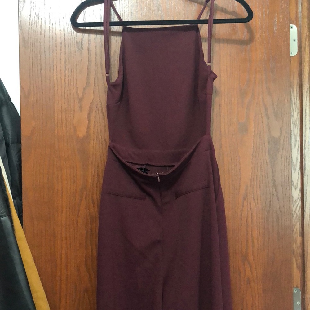 Burgundy wide leg jump suit - Picture 3 of 4